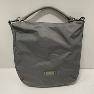 Liebeskind Berlin Leather Nylon Crossbody Shoulder Hand Bag Purse Gray Large